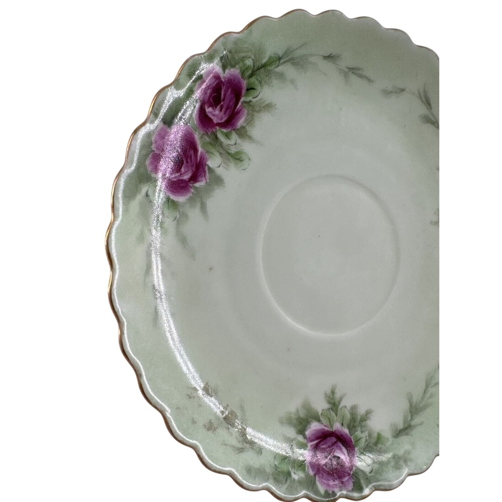 Tea Cup Saucer O&EG Royal Green w/Gold Trim Austria 6-Inch Diameter VTG Retired - Picture 2 of 10